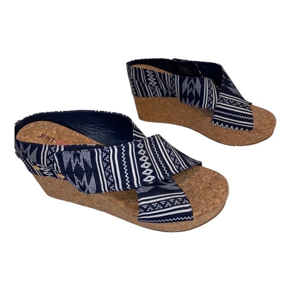 Just Fab Eda Women Wedge Open‎ Toe Slip-On Platform Sandals 10M Aztec Southwest - Picture 1 of 12